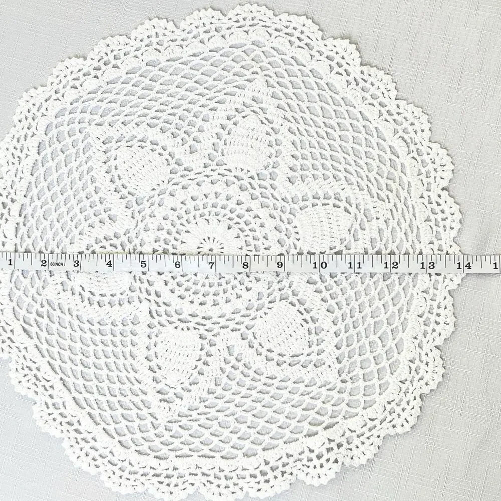 Handmade White Crochet Doily 14